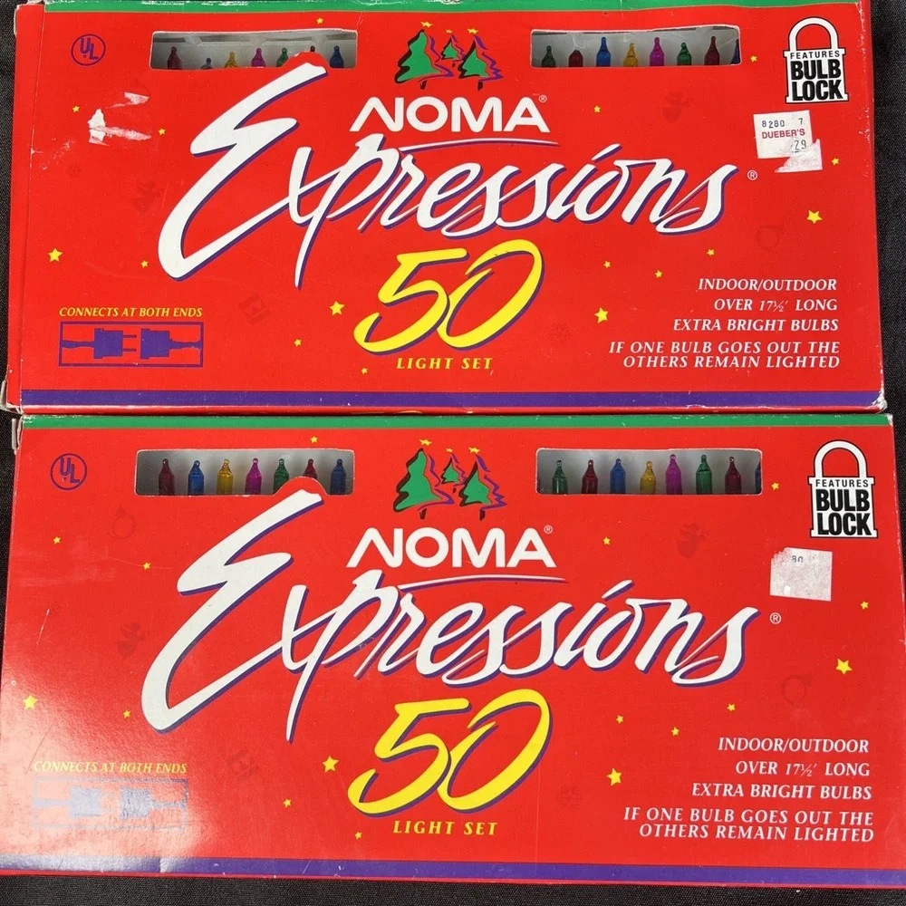 New VTG Set Of 2 - Noma‎ Expressions 50ct End To End Christmas Light Sets